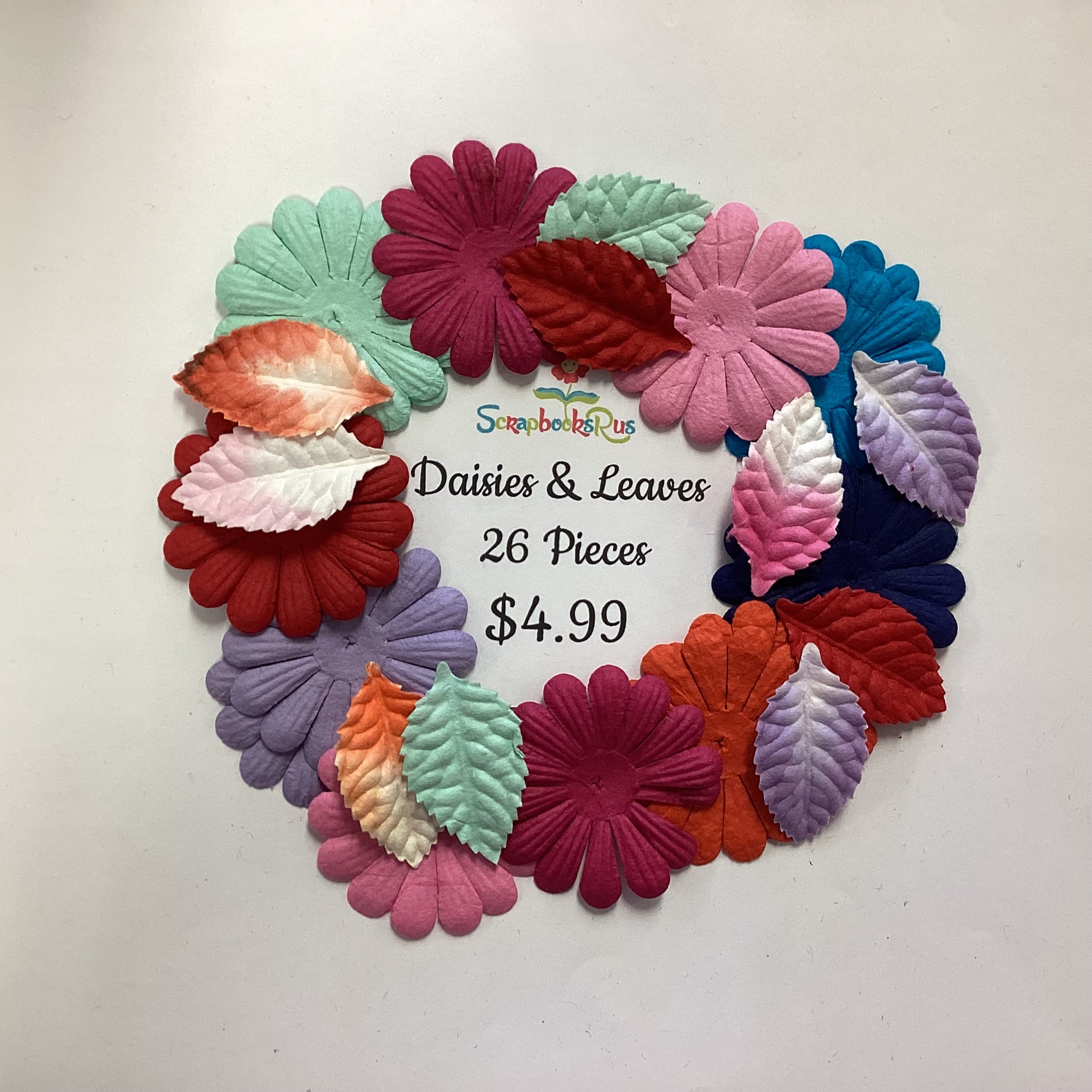 ScrapbooksRus Daisies &amp; Leaves 26pc Flowers