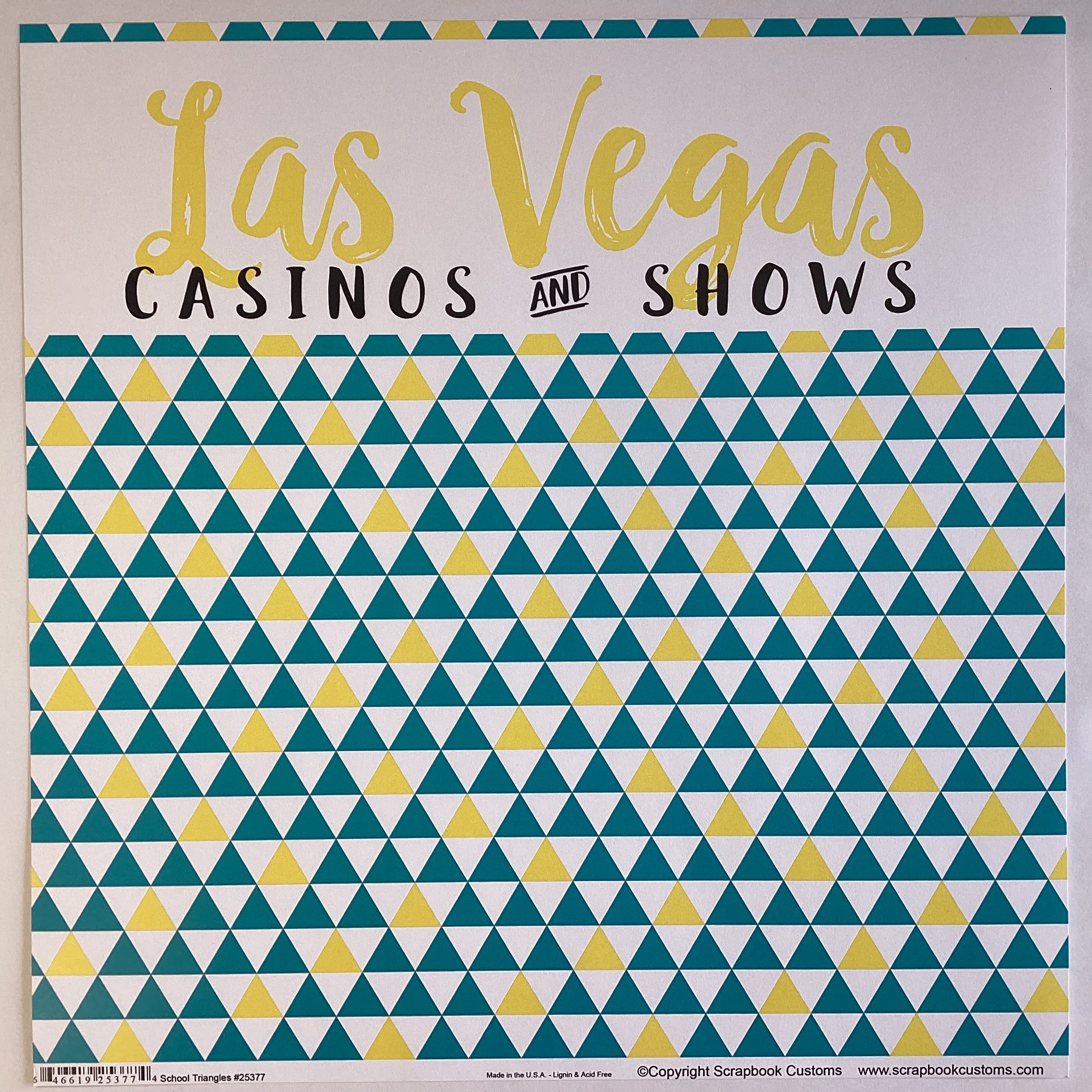 LAS VEGAS Casinos and Shows School Triangles 12X12 Scrapbook Paper