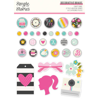 Simple Stories CRAFTY BABE Decorative Brads 32pc