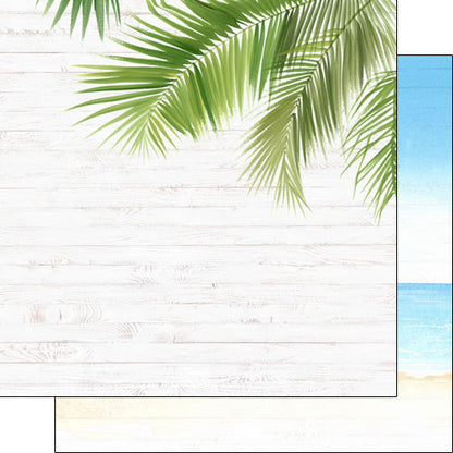 VACAY CORNER FROND &amp; BEACH RIGHT Scrapbook Customs 12&quot;X12&quot; Paper