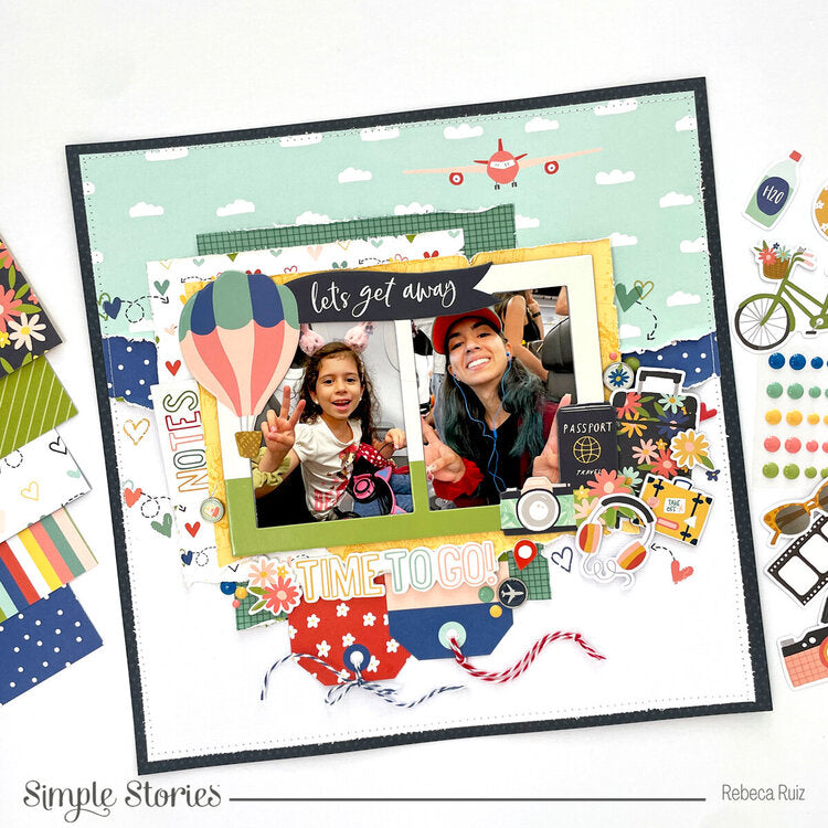 Simple Stories PACK YOUR BAGS Tag Elements 12”X12” Scrapbook Paper