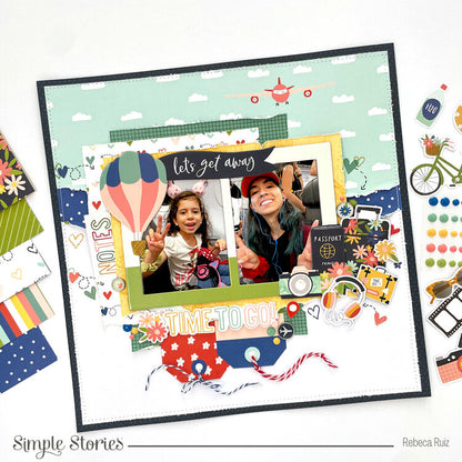 Simple Stories PACK YOUR BAGS Tag Elements 12”X12” Scrapbook Paper