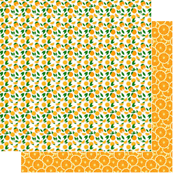 Scrapbook Customs ORANGE FRUIT 12"X12" Scrapbook Paper