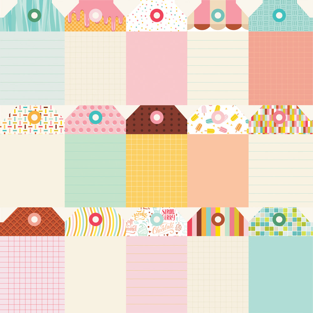 Simple Stories Retro Summer TAG ELEMENTS 12”X12” Scrapbook Paper