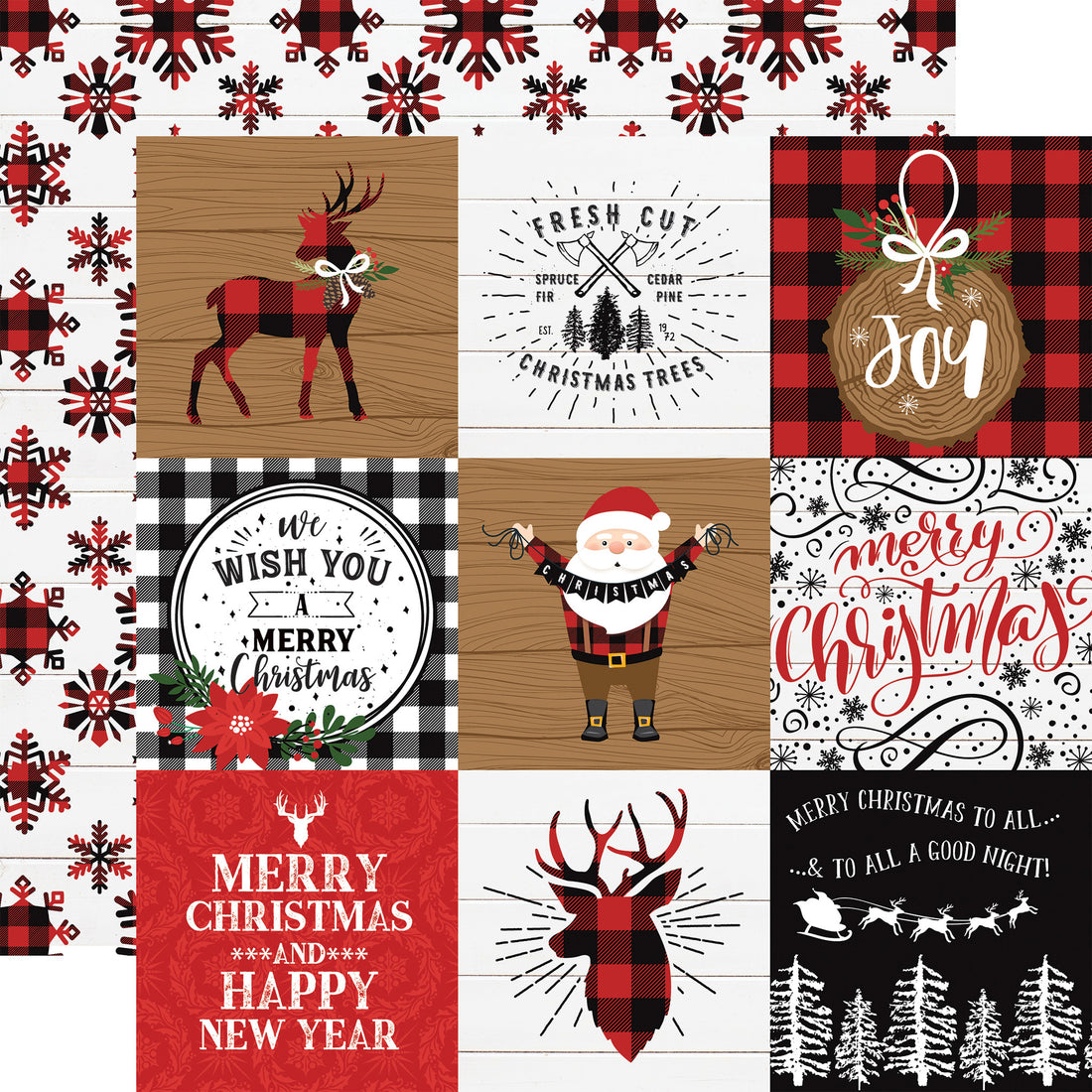 Echo Park LUMBERJACK CHRISTMAS Collection 12"X12" Scrapbook Paper