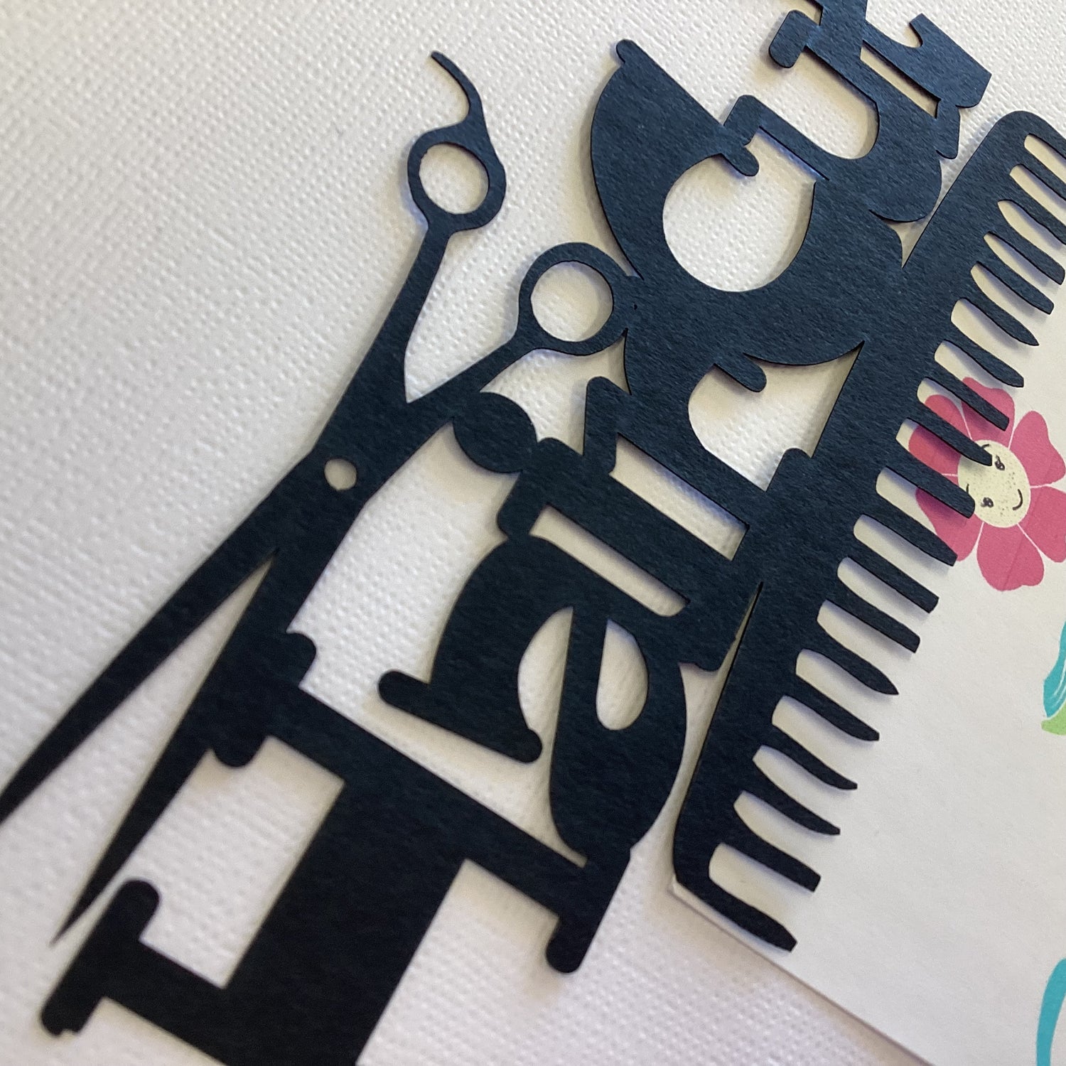 Laser Cut HAIRCUT Diecut Scrapbook Title