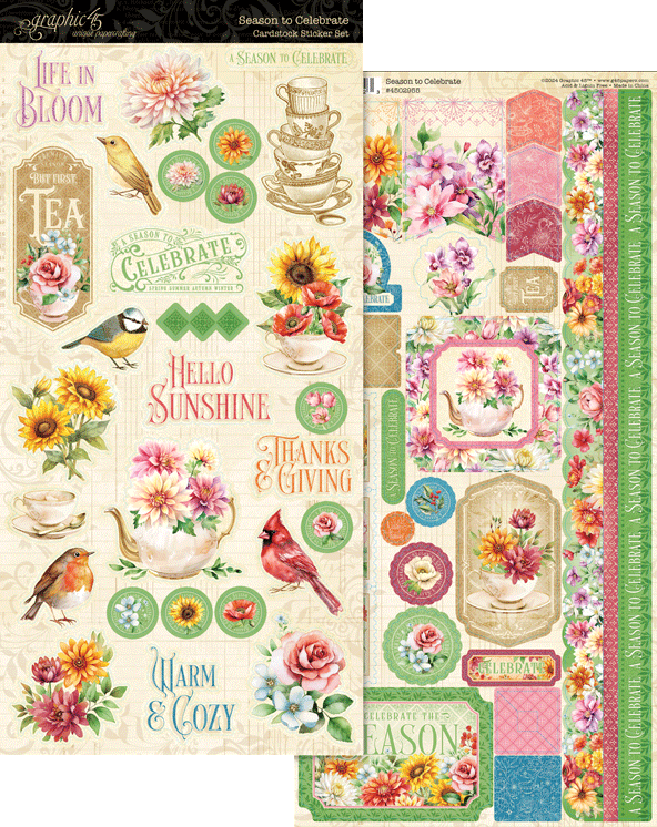Graphic 45 SEASON TO CELEBRATE Cardstock Sticker Set