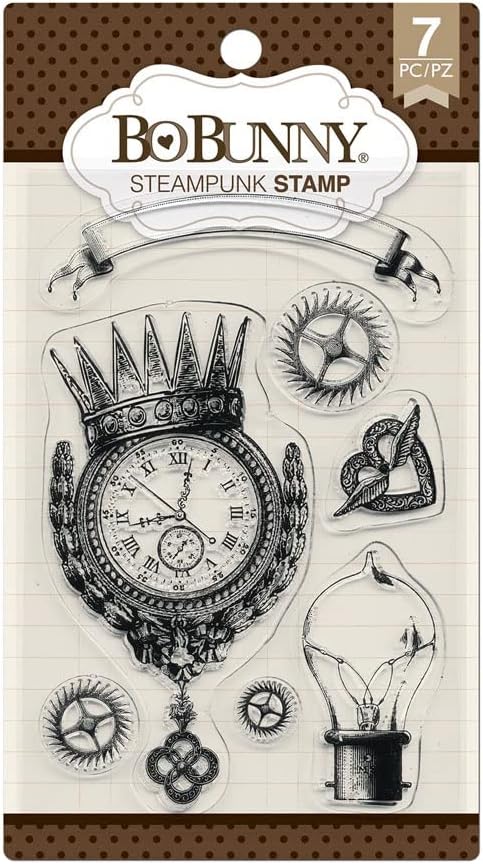 Bo Bunny STEAMPUNK Clear Acrylic Stamps 7pc
