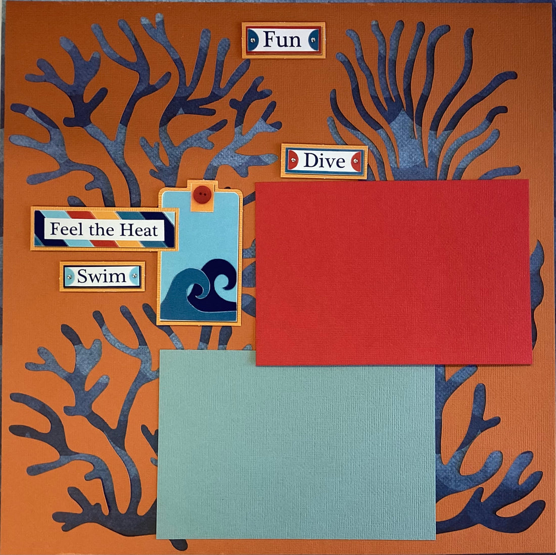 Premade CORAL BEACH 12"x12" Scrapbook Page