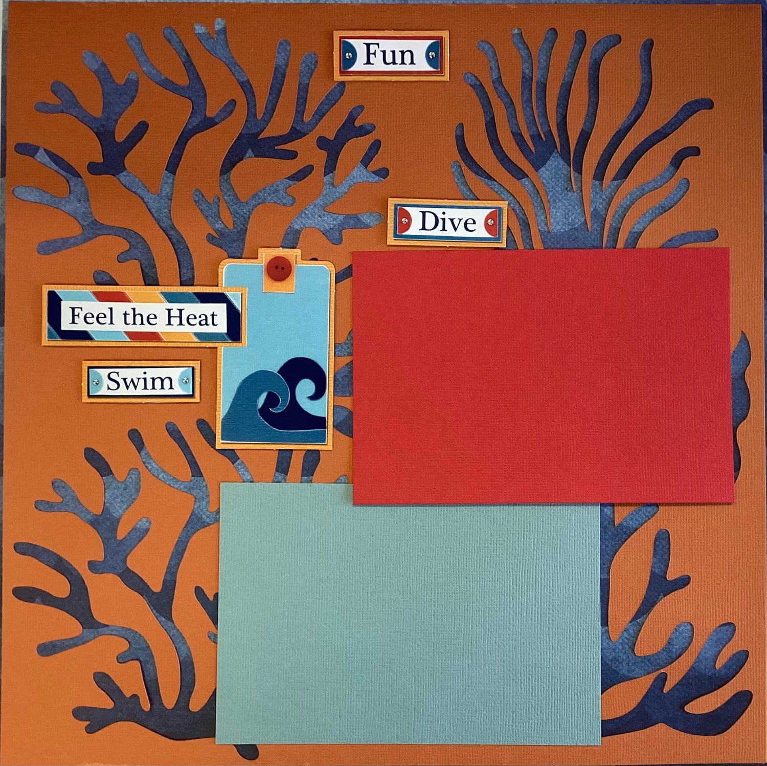 Premade CORAL BEACH 12&quot;x12&quot; Scrapbook Page