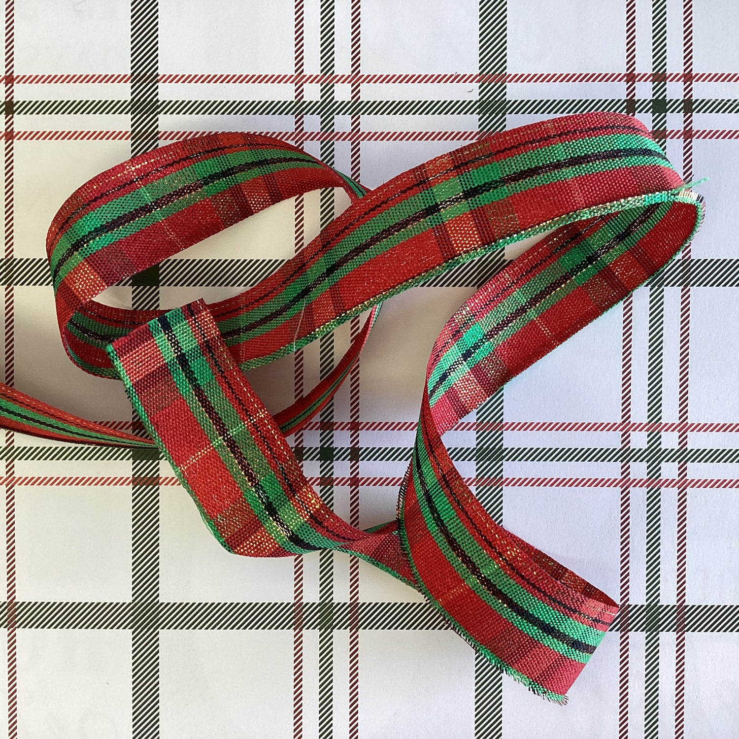 Scrapbooksrus CHRISTMAS PLAID Ribbon Trim 1 yard