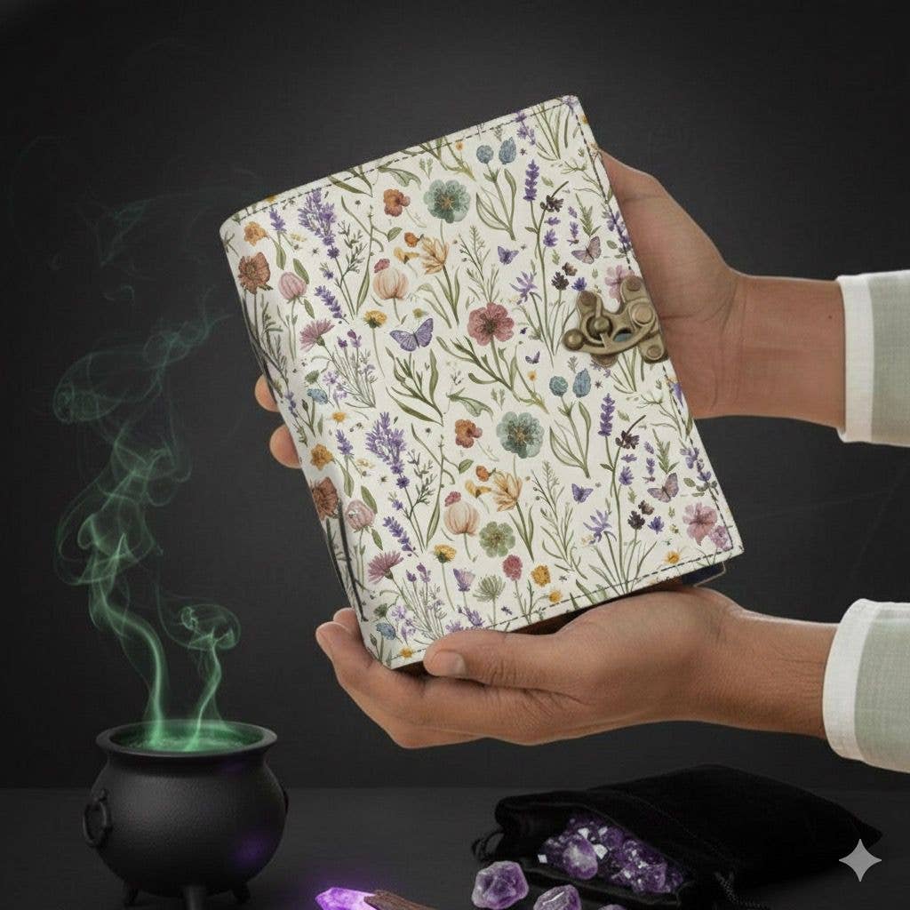 Soft Leather Journal SPRING FLOWERS Vintage Blank A7