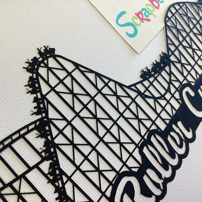 Laser Cuts ROLLER COASTER Amusement Park Black Diecut