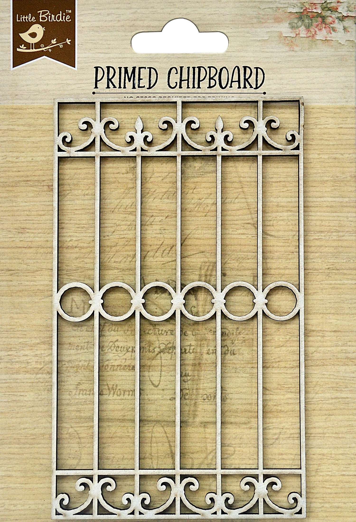 Little Birdie Primed Chipboard SCROLLS AND CIRCLES 1pc