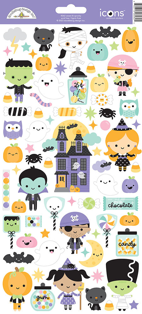 Doodlebug SWEET &amp; SPOOKY ICONS Scrapbook Sticker Sheet