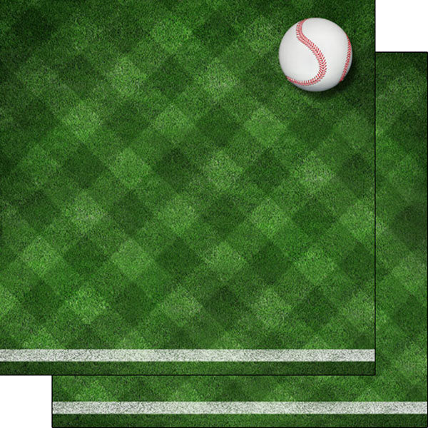 Scrapbook Customs BASEBALL ON FIELD 12X12 Scrapbook Paper Sports 2pc