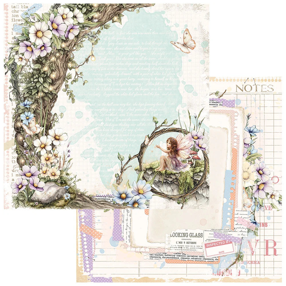 49 and Market The Looking Glass FAIRY HOLLOW 12X12 Scrapbook Paper