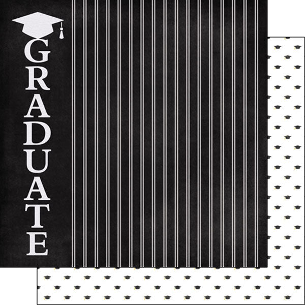 Scrapbook Customs GRADUATE VERTICAL MINI GRAD HATS 12”X12”Scrapbook Paper