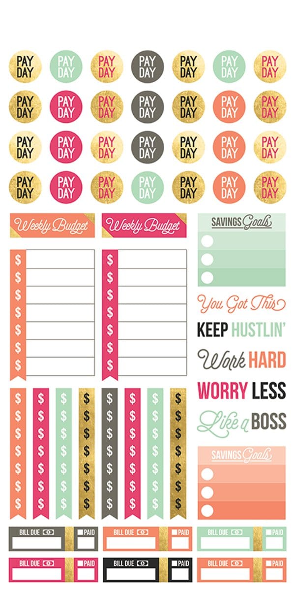 Paper House Life Organized BUDGET WEEKLY PLANNER Sticker Pack