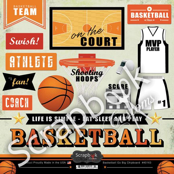 Scrapbook Customs BASKETBALL GO BIG STICKER 15pc