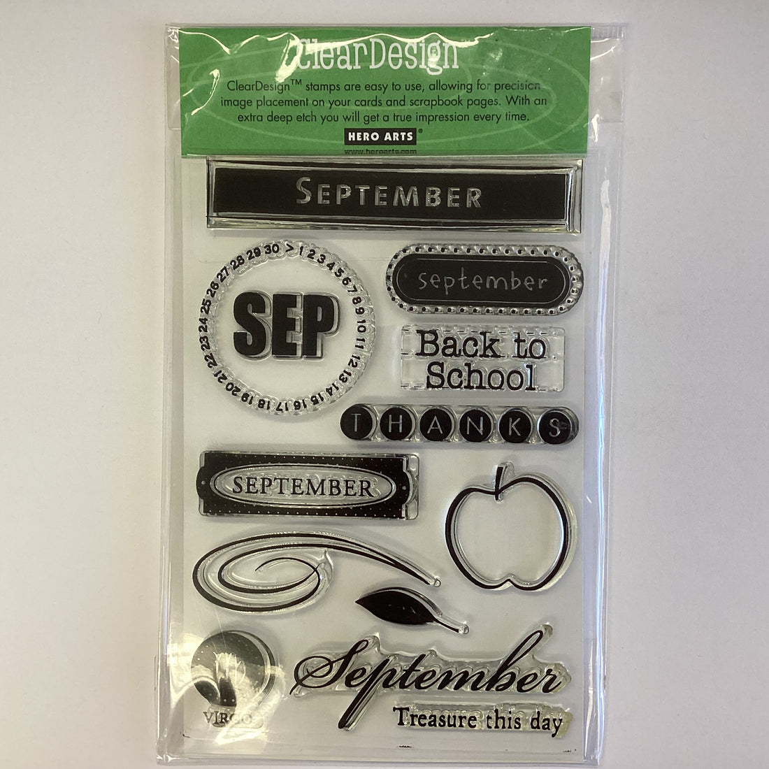 Hero Arts Clear Design SEPTEMBER Acrylic Stamp Set 12pc