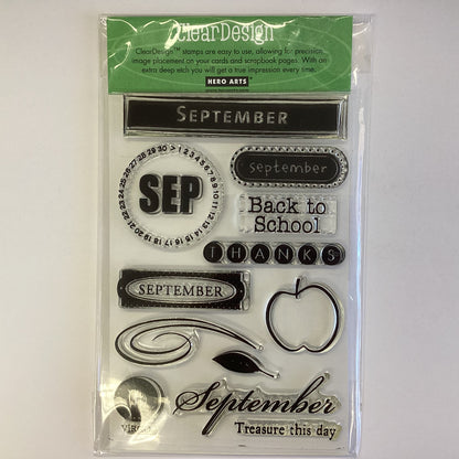 Hero Arts Clear Design SEPTEMBER Acrylic Stamp Set 12pc