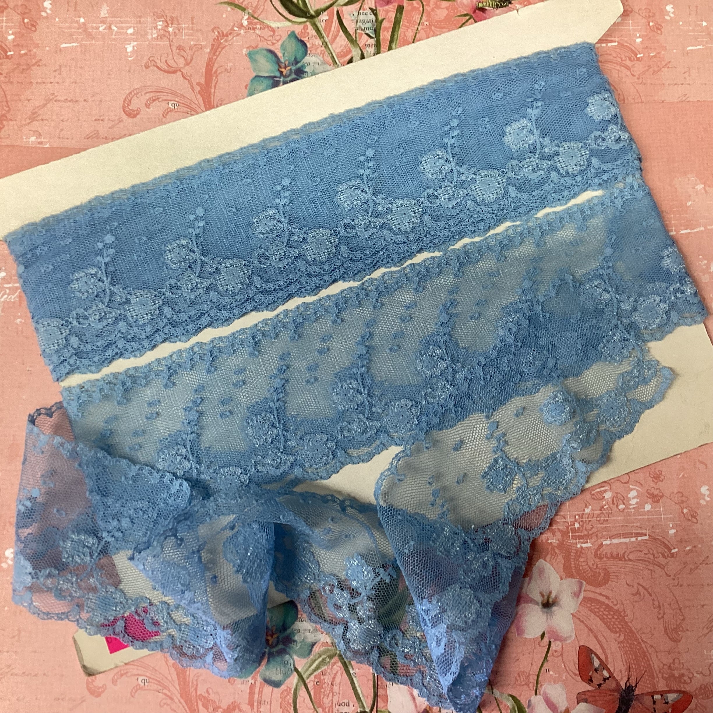 Scrapbooksrus Vintage Lace Country Blue Flower Ribbon Trim