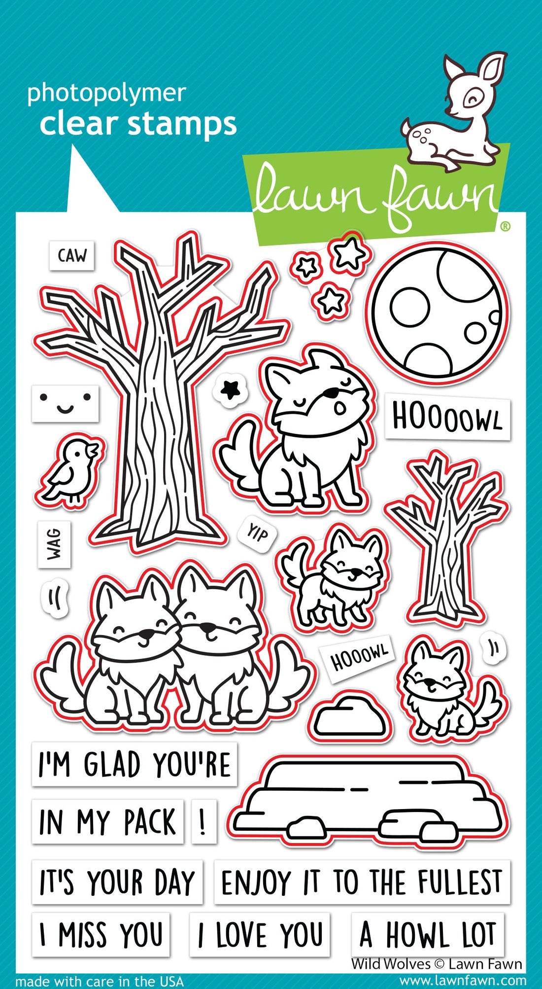 Lawn Fawn WILD WOLVES Clear Stamps & Dies