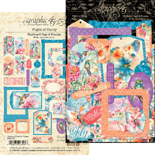 Graphic 45 FLIGHT OF FANCY Chipboard Tags &amp; Frames