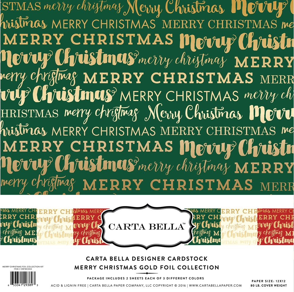 Carta Bella MERRY CHRISTMAS GOLD FOIL Collection 12&quot;X12&quot; Paper Pack