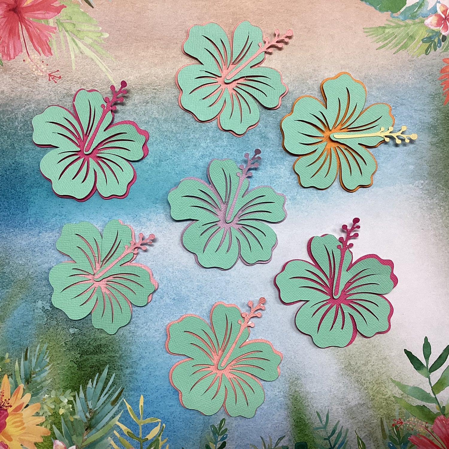 Scrapbooksrus HIBISCUS 16 3D FLOWER DieCut Embellishment