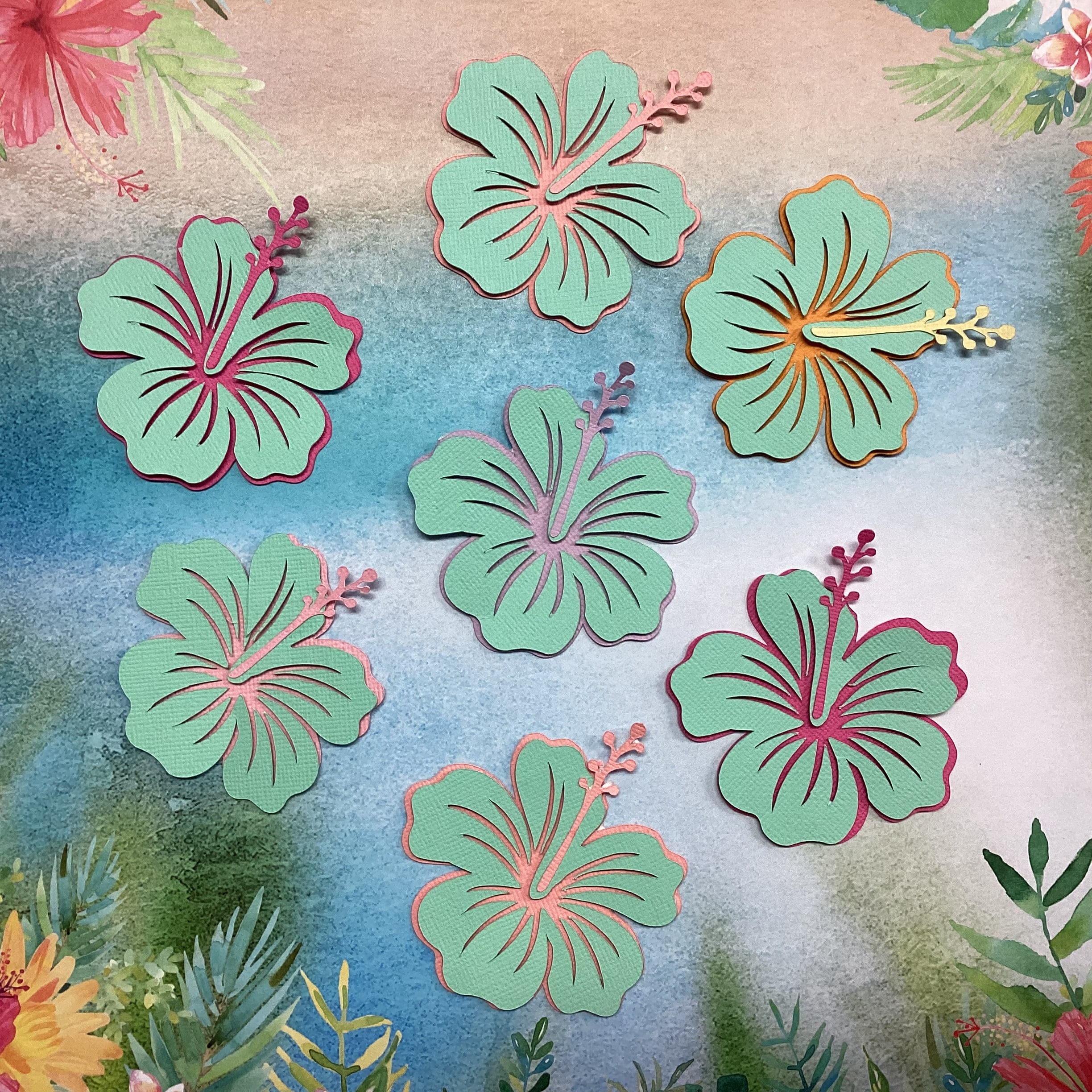 Scrapbooksrus HIBISCUS 16 3D FLOWER DieCut Embellishment