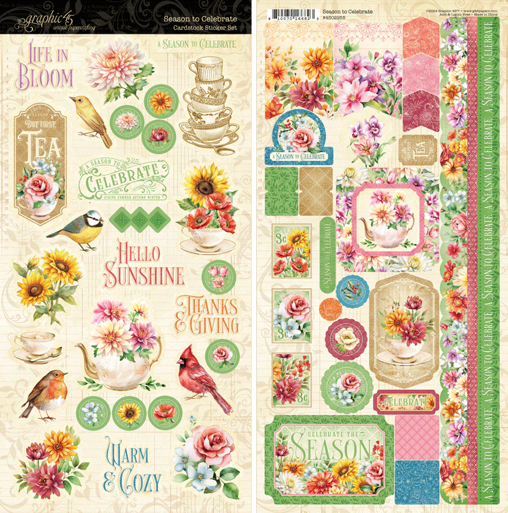 Graphic 45 SEASON TO CELEBRATE Cardstock Sticker Set
