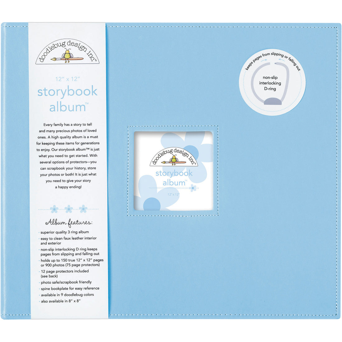 Doodlebug STORYBOOK ALBUM BUBBLE BLUE 12”X12” D-Ring Scrapbook