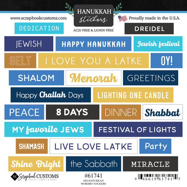 HANUKKAH Wordbits Stickers 25pc