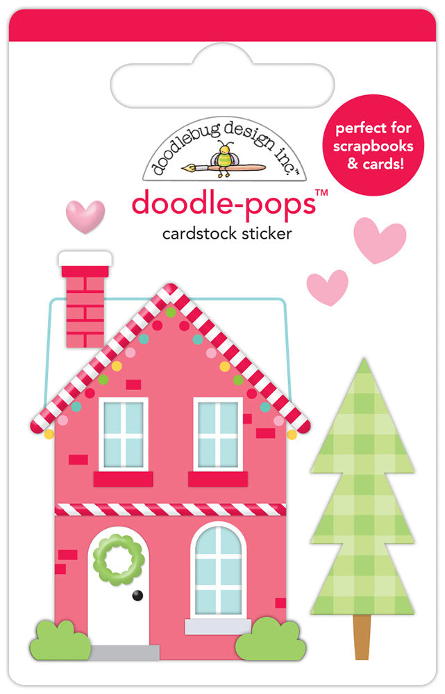 Doodlebug Doodle-Pops Candy Cane Lane PEPPERMINT PLACE 3D Stickers
