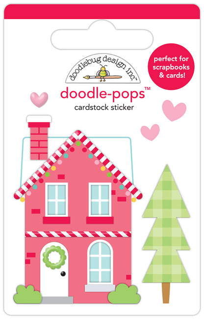Doodlebug Doodle-Pops Candy Cane Lane PEPPERMINT PLACE 3D Stickers