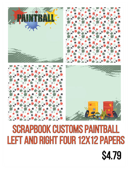 Scrapbook Customs PAINTBALL Double Sided Pride 4pc 12X12 Papers