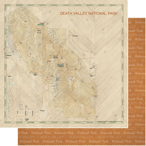 Scrapbook Customs NATIONAL PARK MAP AND WORDS 12&quot;X12&quot; Scrapbook Paper