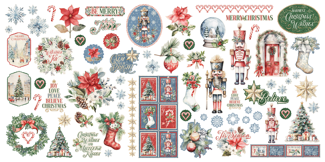 Graphic 45 DECK THE HALLS Ephemera Assortment 70pc