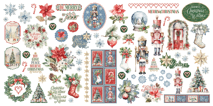 Graphic 45 DECK THE HALLS Ephemera Assortment 70pc