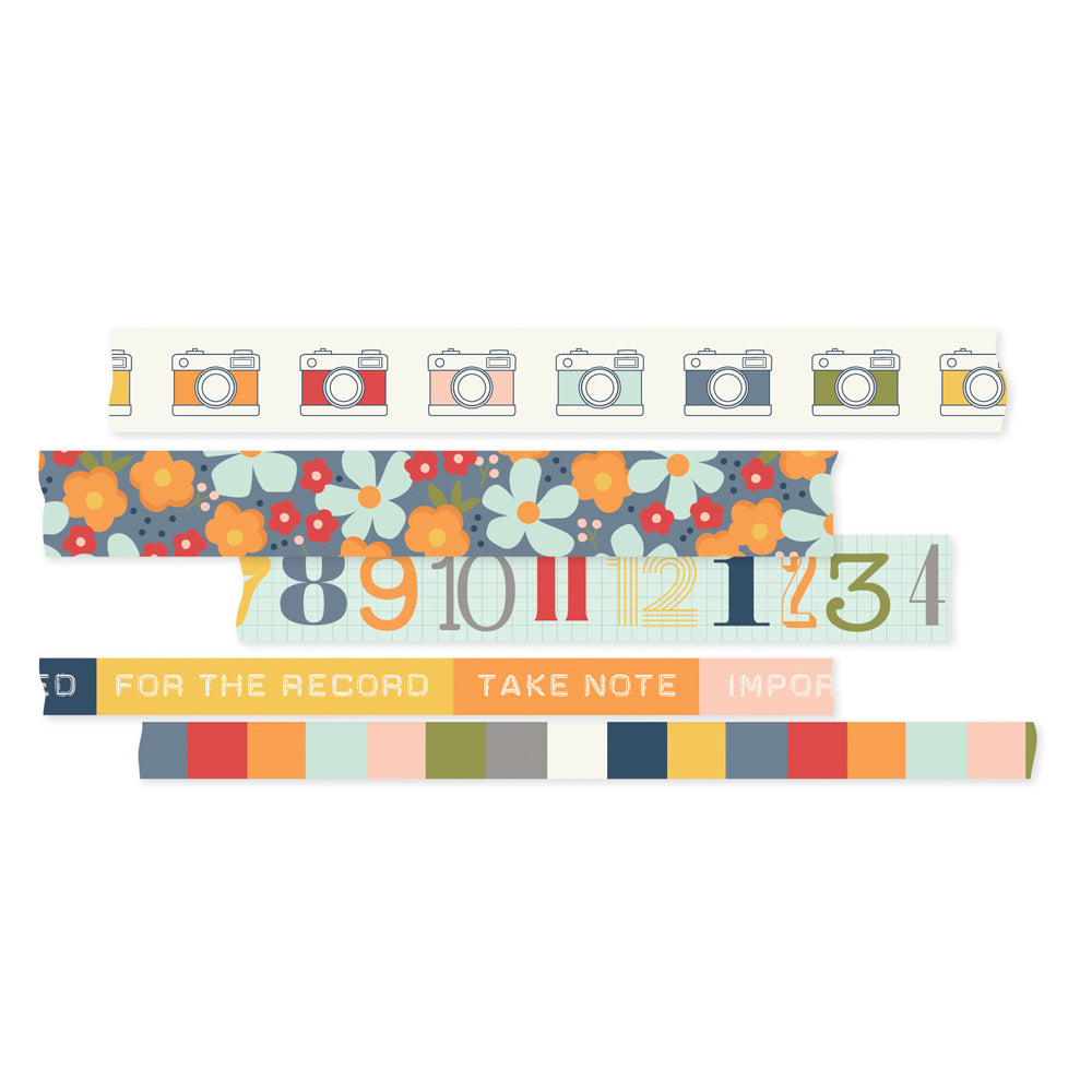 Simple Stories FOR THE RECORD Washi Tape 5 Rolls