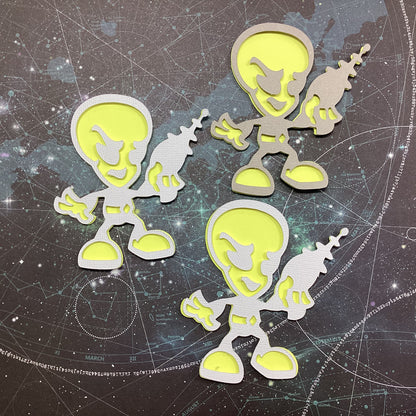 Scrapbooksrus Diecut ALIEN WITH LASER 3D Scrapbook Die Cut Embellishment