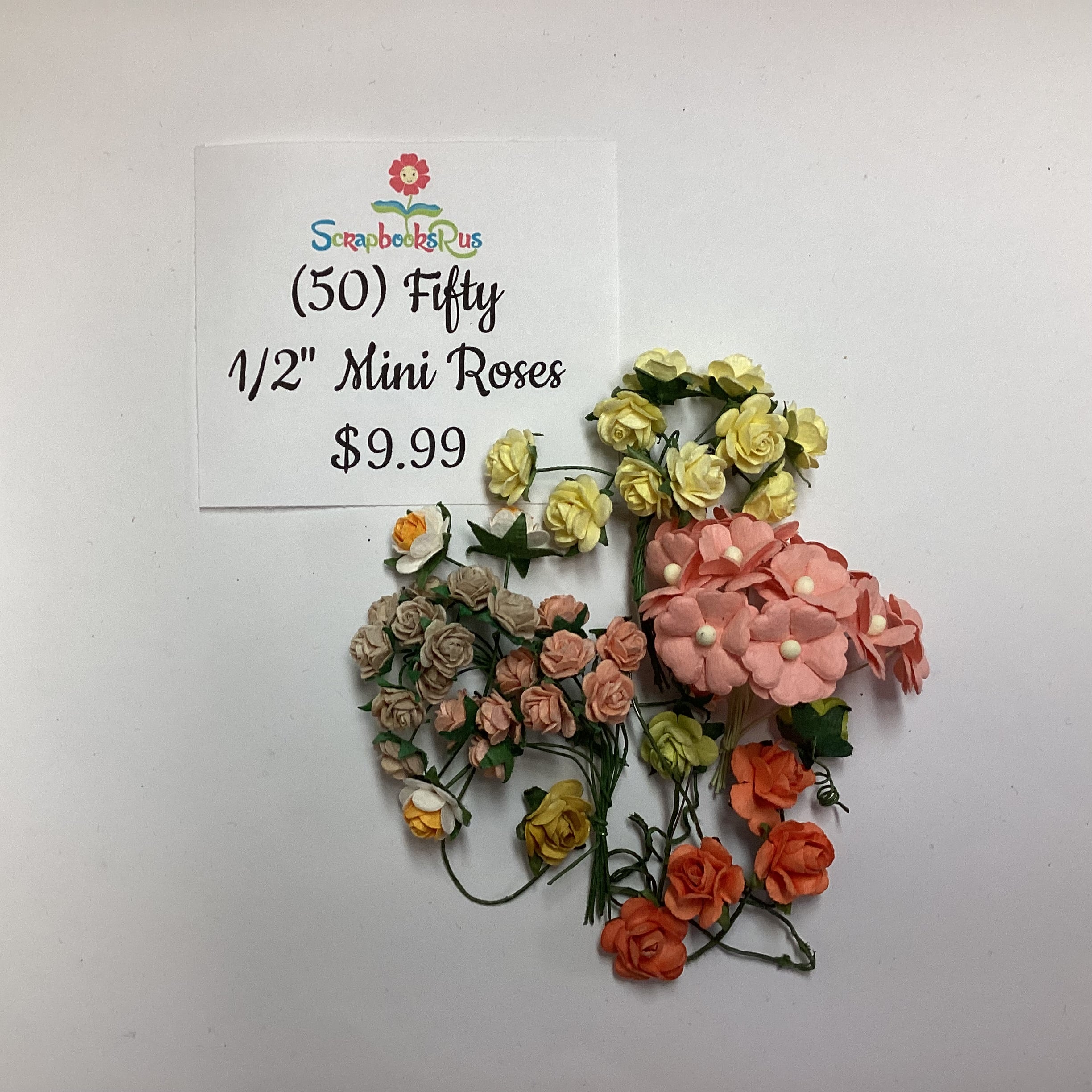 Scrapbooksrus 1/2” MINI ROSES 50pc Flowers