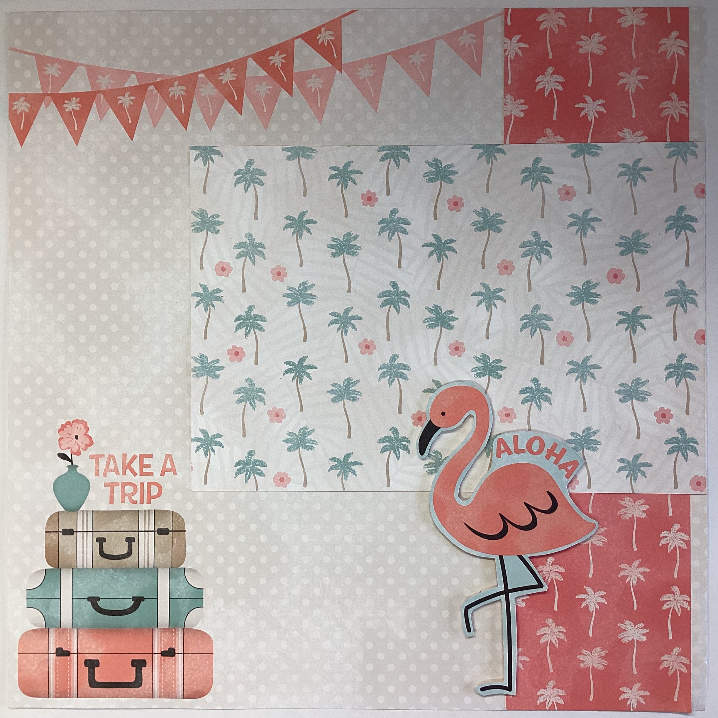 Premade ALOHA PARADISE (2) 12”X12” Scrapbook Pages