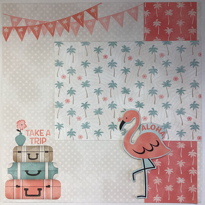 Premade ALOHA PARADISE (2) 12”X12” Scrapbook Pages