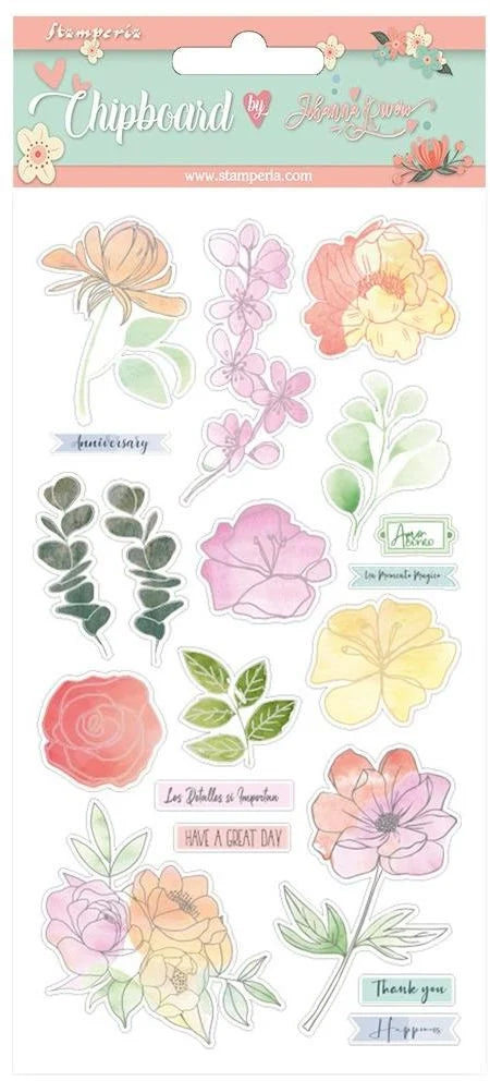 Stamperia CELEBRATION FLOWERS Chipboard 19pc