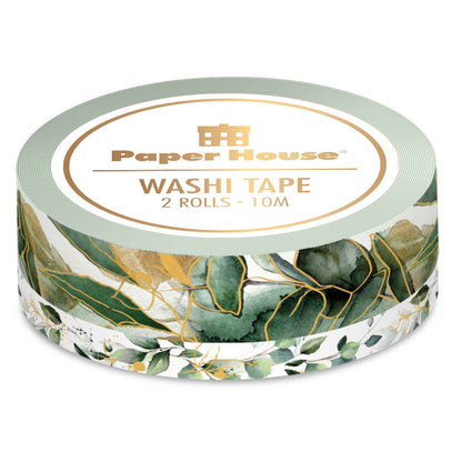 Paper House GREEN LEAVES Washi Tape 2 Rolls