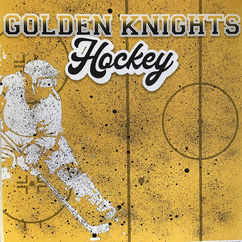 Hockey Paint Splatter GOLDEN KNIGHTS 12”X12” Scrapbook Paper
