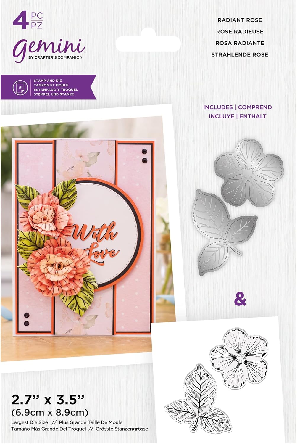 Gemini RADIANT ROSE Stamp and Die Set 4pc